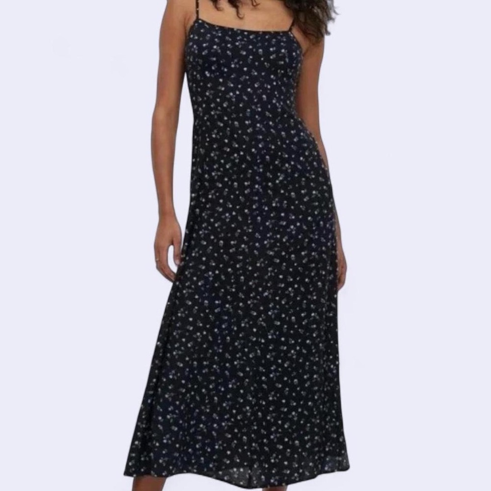 H&M Floral Black Midi Dress